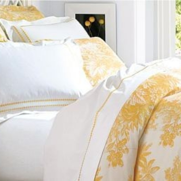 Pottery Barn Other - Vintage Pottery Barn 2012 Yellow Toile Linen Duvet with 2 Euro Shams
